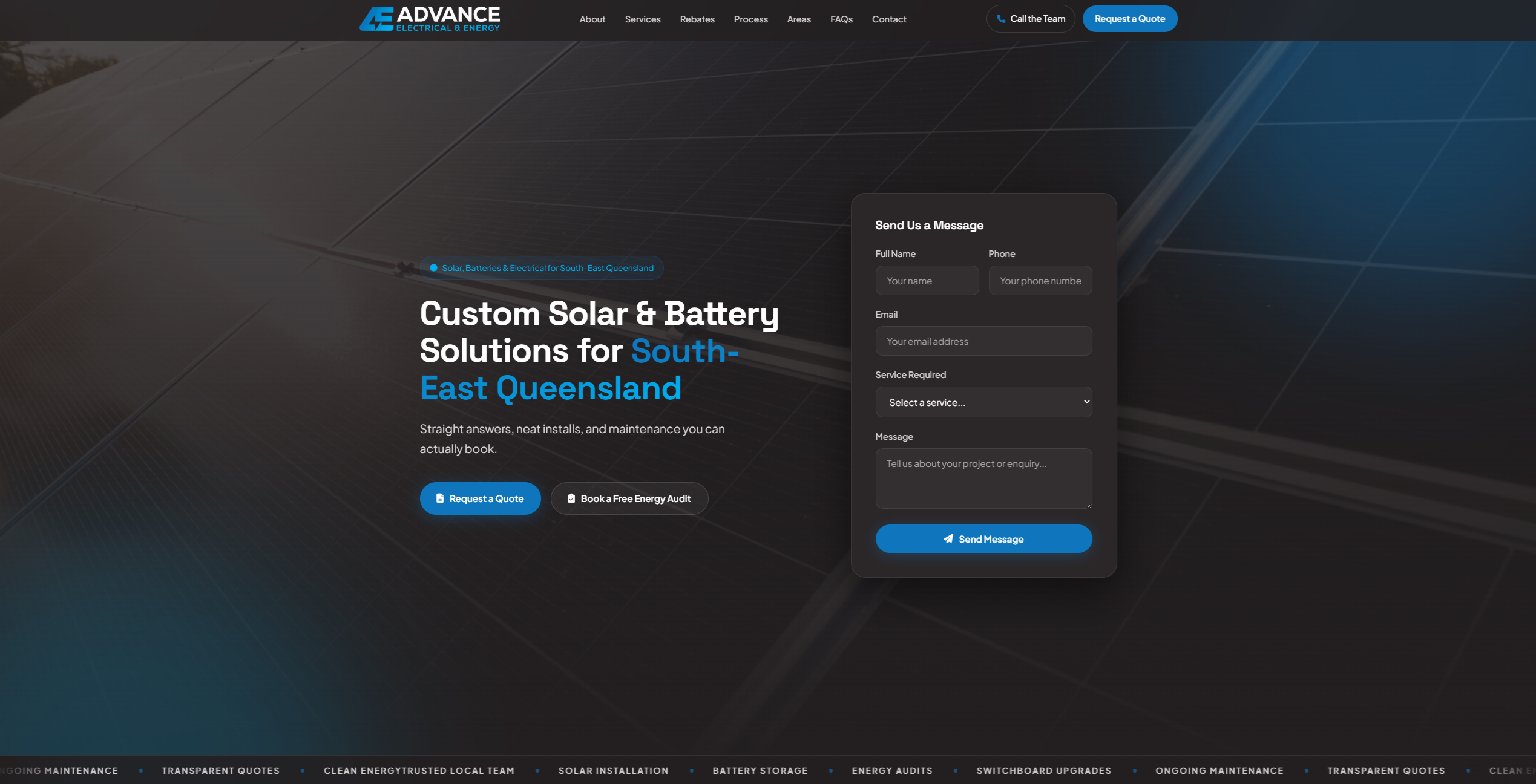 Advance Electrical & Energy desktop view