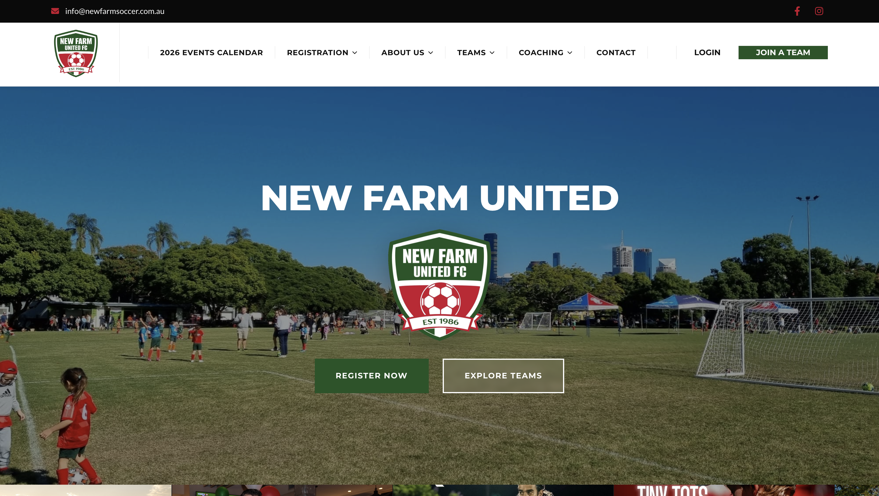 New Farm FC Desktop View
